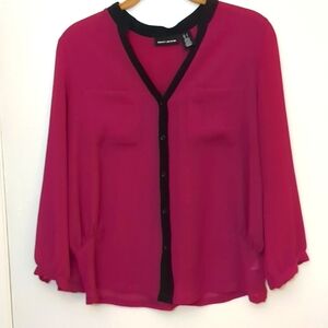 Sheer Small DKNY fuchsia blouse